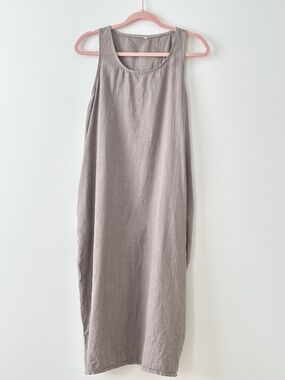Skinny Tees 100% Linen Midi Cocoon Dress